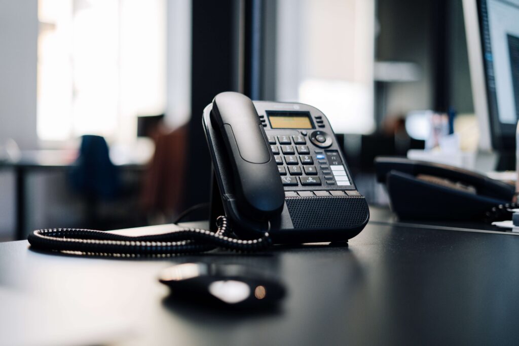 A business office answering machine telephone